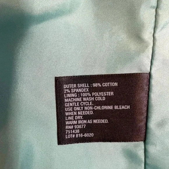 - East 5th Jacket Mint Green Canvas Textured 3/4 Sleeve Blazer Size Small - Picture 6 of 11